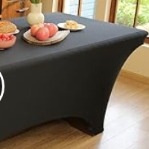 Black Fitted 6ft Rectangular Stretchable Tablecloth - Picture 3 of 3